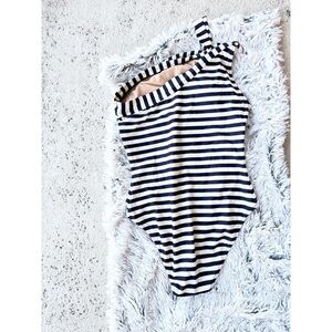 J.Crew One‎ Shoulder Striped One Piece Bathing Suit